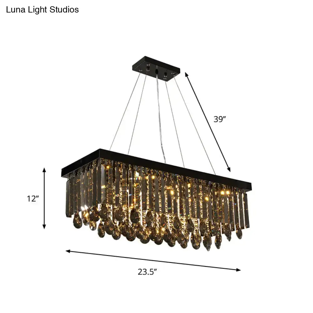 Country black and gold crystal island pendant light dining room