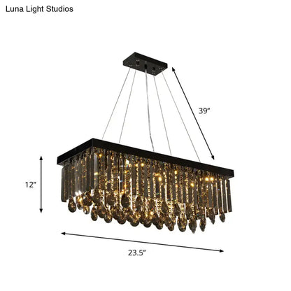 Country black and gold crystal island pendant light dining room