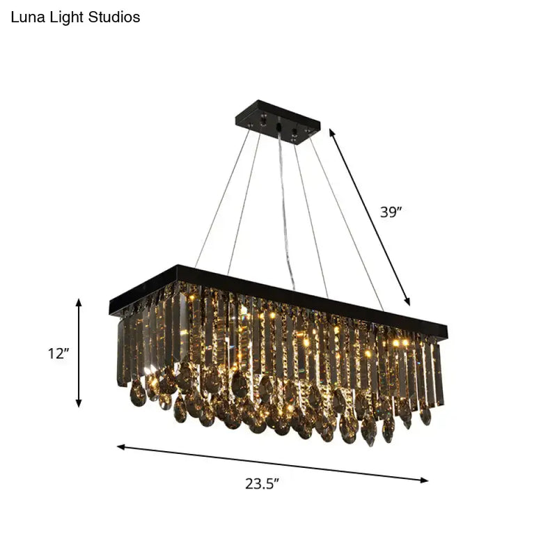 Country black and gold crystal island pendant light dining room