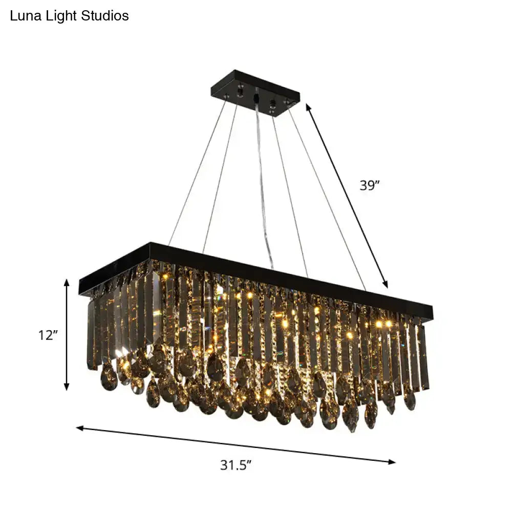 Country black and gold crystal island pendant light dining room
