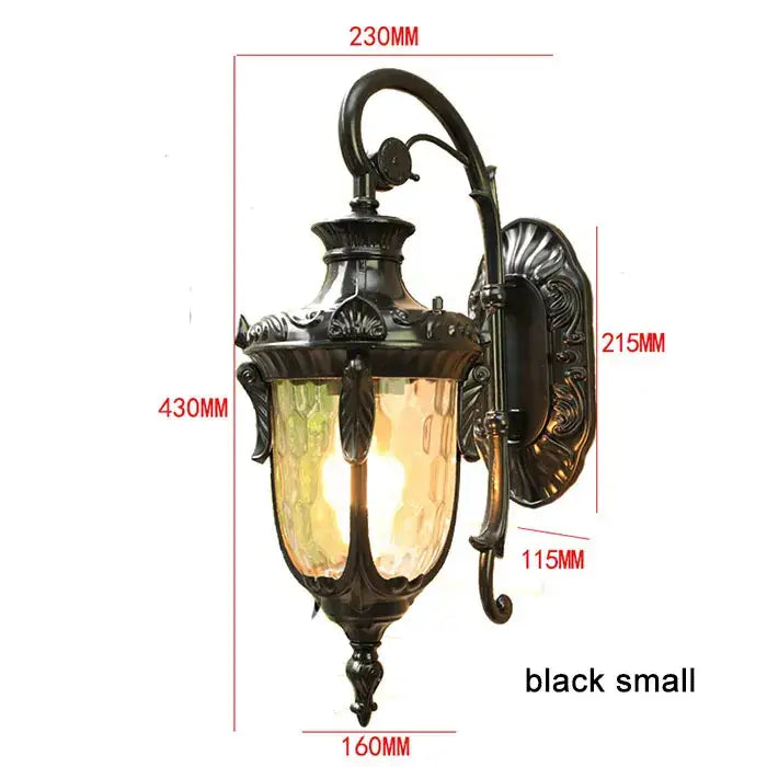 Country black wrought iron outdoor wall lantern restaurant light