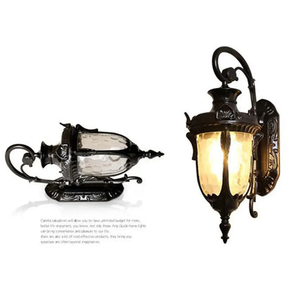 Country black wrought iron outdoor wall lantern restaurant light