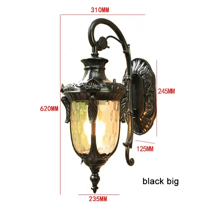 Country black wrought iron outdoor wall lantern restaurant light