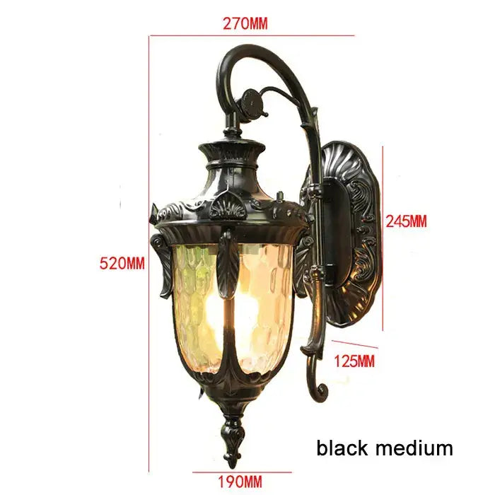 Country black wrought iron outdoor wall lantern restaurant light