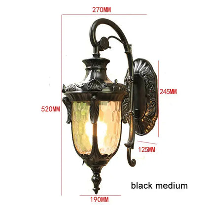 Country black wrought iron outdoor wall lantern restaurant light