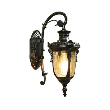 Country black wrought iron outdoor wall lantern restaurant light