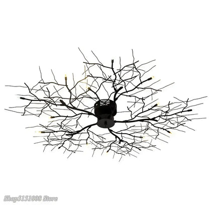 Country branch iron ceiling light living room tree branch fixture