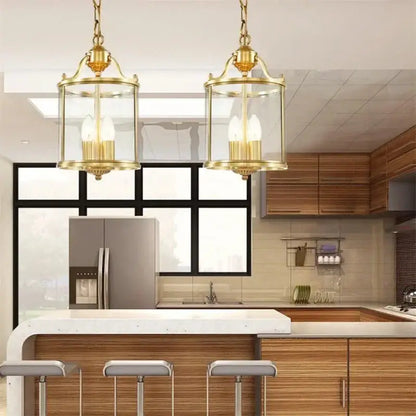 Country bronze glass chandelier lantern – dining room pendant lights