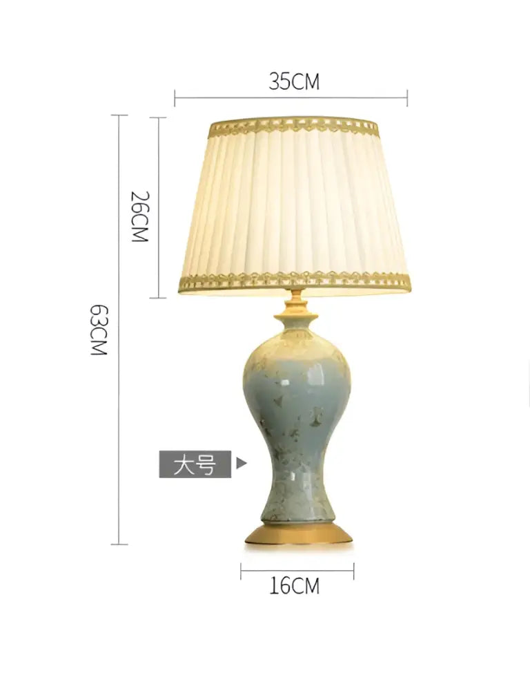 Country ceramic table lamp pair in celadon for bedroom decor