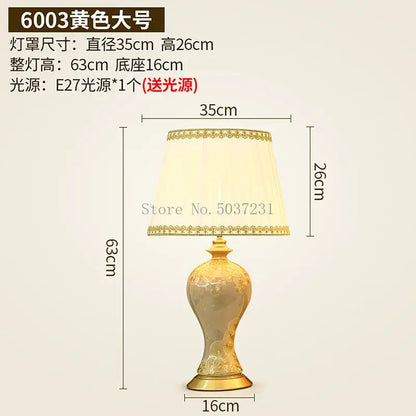 Country ceramic table lamp pair in celadon for bedroom decor