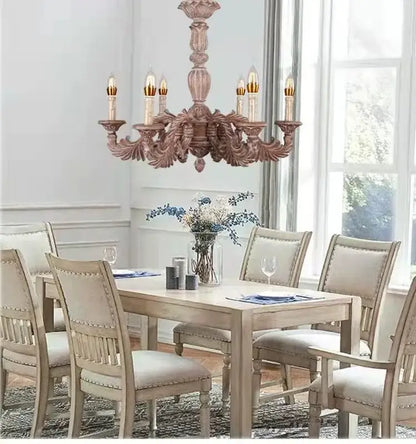 Country french solid wood chandelier for dining room