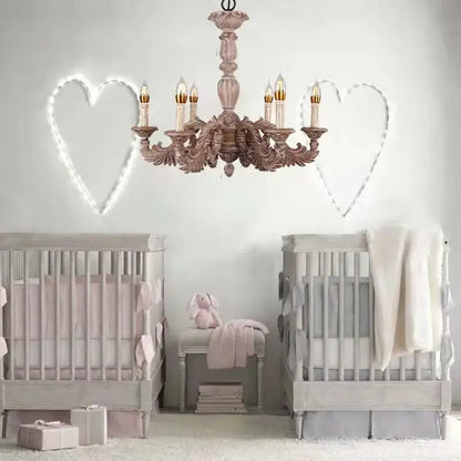 Country french solid wood chandelier for dining room