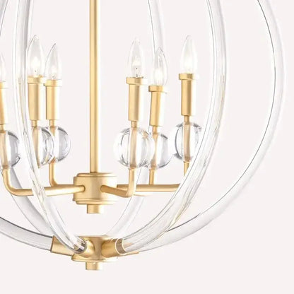 Country industrial ball chandelier gold crystal living room light