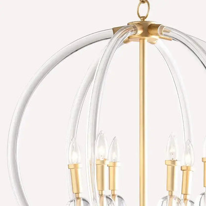 Country industrial ball chandelier gold crystal living room light