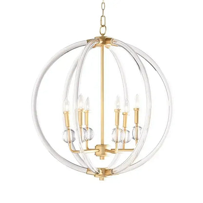 Country industrial ball chandelier gold crystal living room light