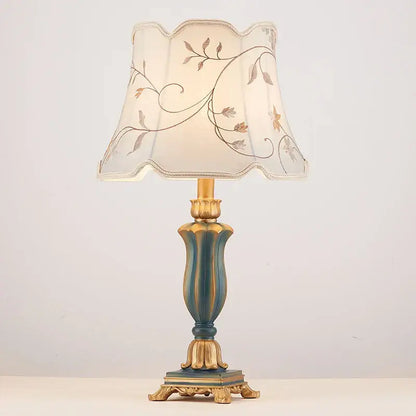 Country pastoral desk lamp cream & gold floral bedroom light