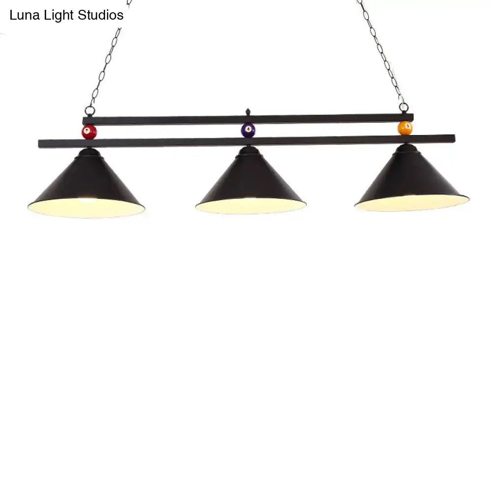 Country style dark green pool ball bar island lighting fixture