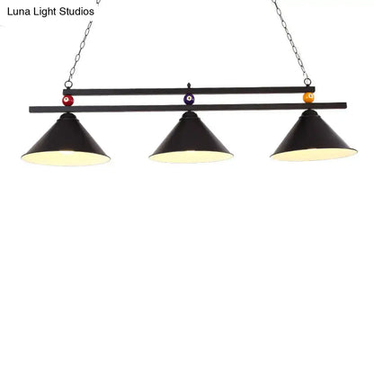 Country style dark green pool ball bar island lighting fixture