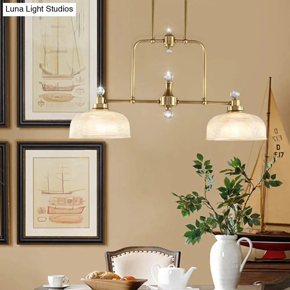 DecorBites™ Country Style Gold Island Pendant with Clear Prismatic Glass and 2 Bulbs - Metal Hanging Light Kit