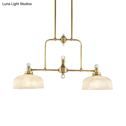 DecorBites™ Country Style Gold Island Pendant with Clear Prismatic Glass and 2 Bulbs - Metal Hanging Light Kit