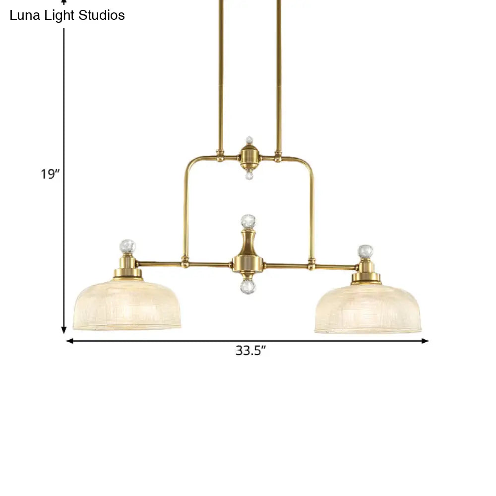 DecorBites™ Country Style Gold Island Pendant with Clear Prismatic Glass and 2 Bulbs - Metal Hanging Light Kit
