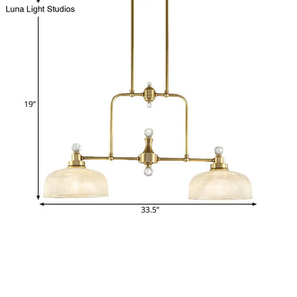 DecorBites™ Country Style Gold Island Pendant with Clear Prismatic Glass and 2 Bulbs - Metal Hanging Light Kit