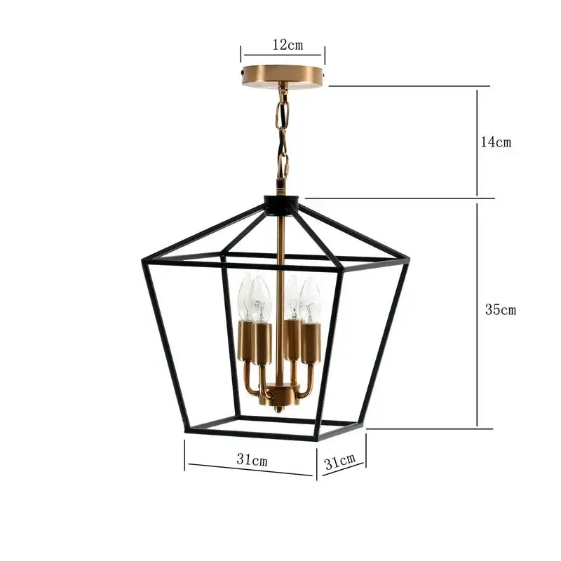 Country style iron led chandelier black & brass dining room pendant