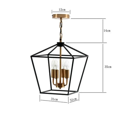 Country style iron led chandelier black & brass dining room pendant