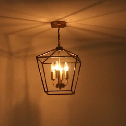 Country style iron led chandelier black & brass dining room pendant