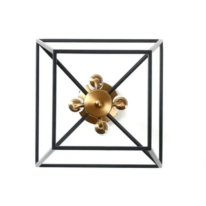 Country style iron led chandelier black & brass dining room pendant