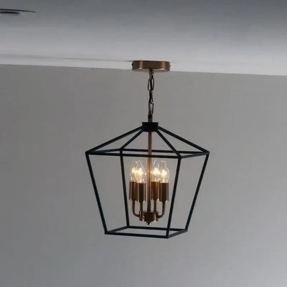 Country style iron led chandelier black & brass dining room pendant