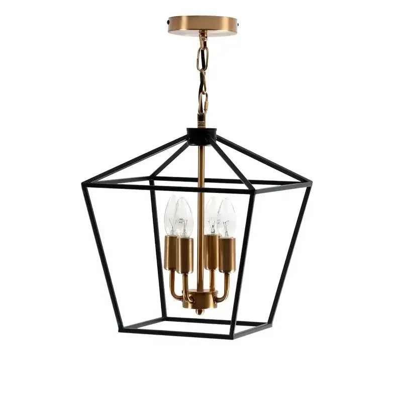 Country style iron led chandelier black & brass dining room pendant