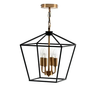 Country style iron led chandelier black & brass dining room pendant