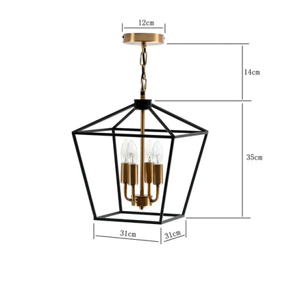 Country style iron led chandelier black & brass dining room pendant