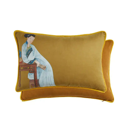 Court puppy print fringed pillow cover living room decor