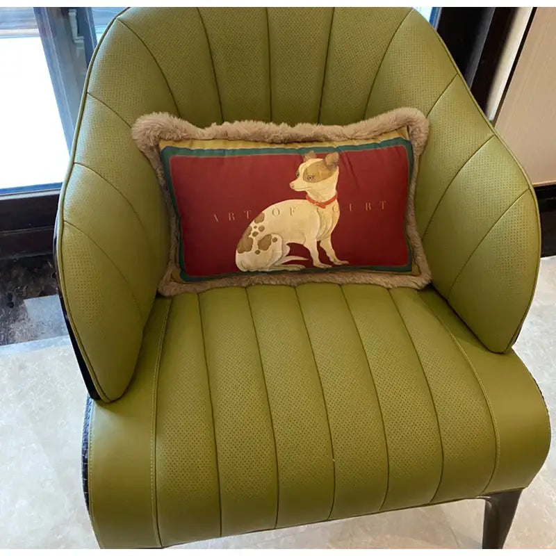 Court puppy print fringed pillow cover living room decor