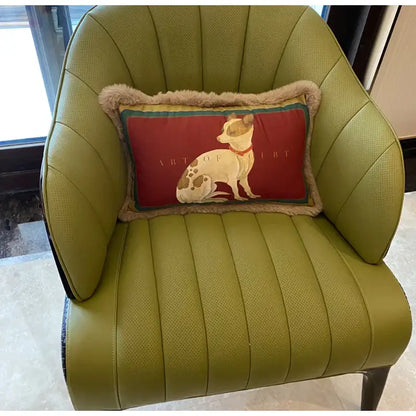Court puppy print fringed pillow cover living room decor