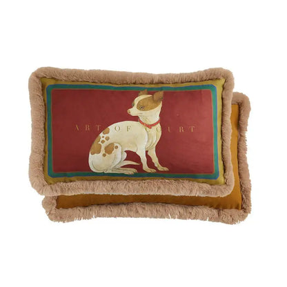 Court puppy print fringed pillow cover living room decor