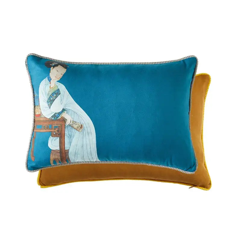 Court puppy print fringed pillow cover living room decor