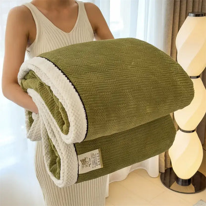 Cozy carved velvet cream & gray quilted blanket bedroom throw