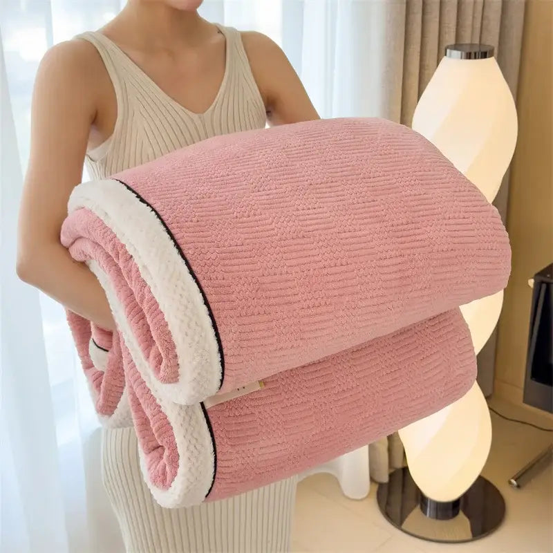 Cozy carved velvet cream & gray quilted blanket bedroom throw