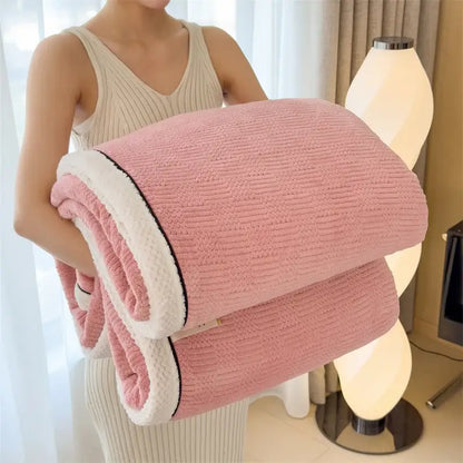 Cozy carved velvet cream & gray quilted blanket bedroom throw