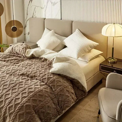 Cozy cashmere blanket duvet yellow & white bedroom fleece cover
