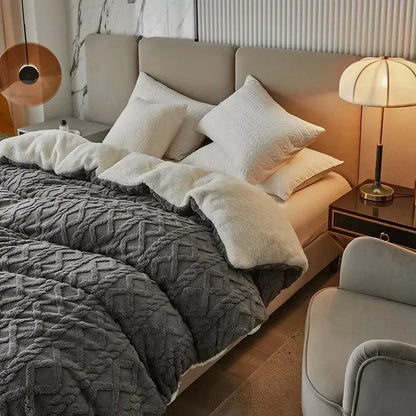 Cozy cashmere blanket duvet yellow & white bedroom fleece cover