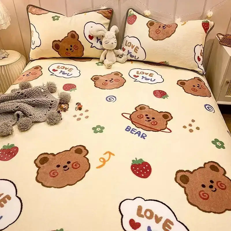 Cozy checkered fleece blanket gray & white bear bedroom throw