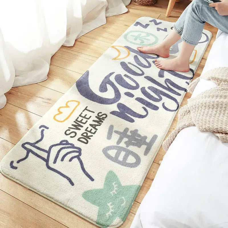 Cozy faux lamb wool good morning bedside rug for bedroom