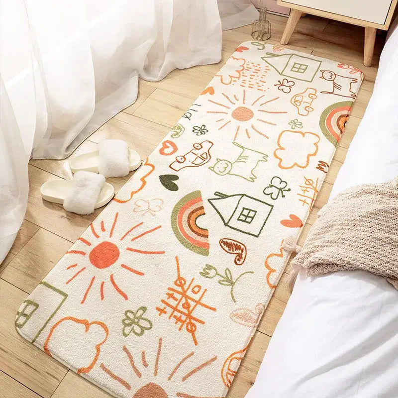 Cozy faux lamb wool good morning bedside rug for bedroom