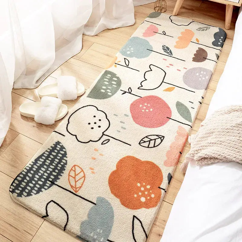 Cozy faux lamb wool good morning bedside rug for bedroom