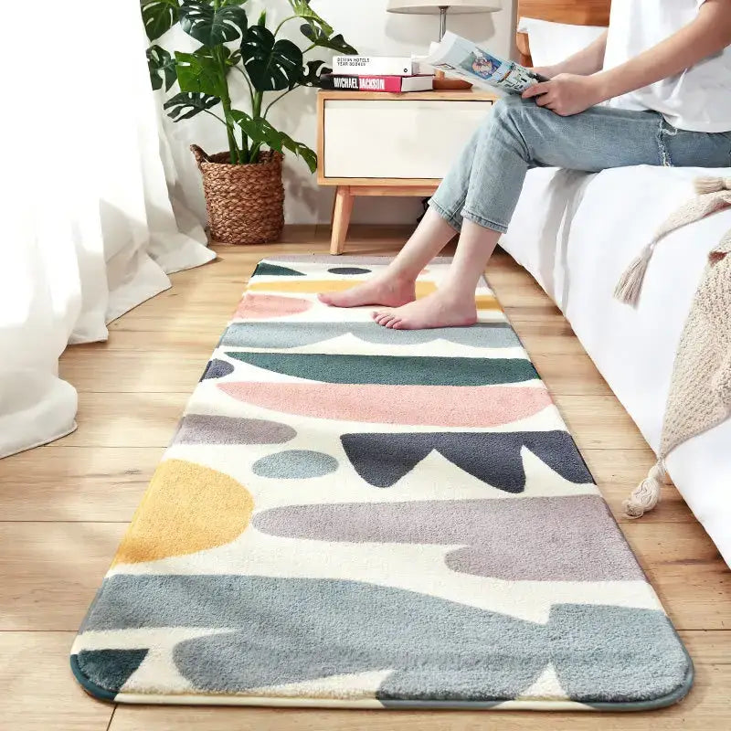 Cozy faux lamb wool good morning bedside rug for bedroom