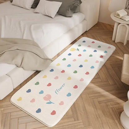 Cozy faux lamb wool good morning bedside rug for bedroom